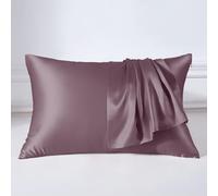 THXSILK Housse de coussin en soie de mûrier 22 mommes, hypoallergénique, avec fermeture éclair, soie pure, des deux côtés, violet clair, 50 x 75 cm