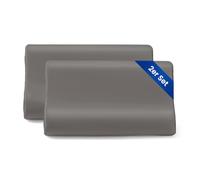THXSILK Lot de 2 housses de coussin en soie, 19 momme, pour contour de nuque, en latex et soie de mûrier cervicales, hypoallergéniques, lavables, 50 x 30 x 10/7 cm, gris foncé