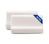 THXSILK Lot de 2 housses de coussin en soie de mûrier pour contour en mousse à mémoire de forme - Latex cervical - 19 mommes - Hypoallergéniques - Lavables - 50 x 30 x 10/7 cm - Blanc naturel