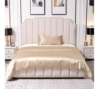 THXSILK Parure de lit 25 Momme en soie - 2 pièces - Housse de couette 155 x 220 cm et taies d'oreiller 40 x 80 cm - Hypoallergénique - Soie de mûrier - Ultra douce et lisse - Champagne