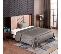 THXSILK Parure de lit en soie 2 pièces, housse de couette 135 x 200 cm et taie d'oreiller 40 x 80 cm, hypoallergénique 19 momme, soie de mûrier ultra douce et lisse, charbon de bois