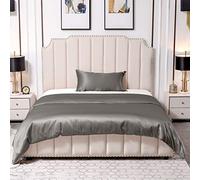 THXSILK Parure de lit en soie 25 Momme - 2 pièces - Housse de couette 155 x 220 cm et taies d'oreiller 40 x 80 cm - Hypoallergénique - En soie de mûrier - Ultra douce et lisse - Charbon de bois