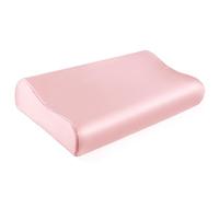 THXSILK Taie d'oreiller 100 % soie de mûrier 19 mommes pour oreiller contour cervical en mousse à mémoire de forme, lavable (rose charmant, 61 x 35,6 x 11,9 cm/9,9 cm)