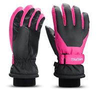 ThxToms Gants de Ski Enfant | Gants de Ski de Neige d'hiver -15℃ | Coupe-Vent Imperméable Chaud | Temps Froid épaissi en PU | Sports de Plein air Snowboard Ski Vélo | Jeunes Filles de 4 à 13 Ans