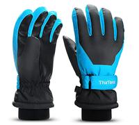 ThxToms Gants de Ski Enfant | Gants de Ski de Neige d'hiver -15℃ | Coupe-Vent Imperméable Chaud | Temps Froid épaissi en PU | Sports de Plein air Snowboard Ski Vélo | Jeunes Filles de 4 à 13 Ans