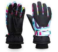 ThxToms Gants de Ski Enfant | Gants de Ski de Neige d'hiver -15℃ | Coupe-Vent Imperméable Chaud | Temps Froid épaissi en PU | Sports de Plein air Snowboard Ski Vélo | Jeunes Filles de 4 à 13 Ans