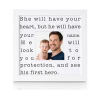 THYGIFTREE Cadre photo souvenir sentimental pour la première fois pour homme qui attend un fils, un nouveau papa, cadeau pour mari de la part de sa femme, cadeau de fête prénatale pour garçon et papa