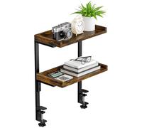 THYGIFTREE Étagère de table industrielle à clipser à 2 niveaux de qualité supérieure - 40 cm - Robuste - Étagère d'exposition de bureau moderne (marron)