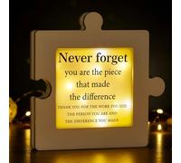 Thyle Cadeau de remerciement pour enseignant, mentor, patron, infirmière, collègues, n'oubliez jamais que vous êtes la pièce qui a fait la différence - Décoration de bureau en bois - Cadeau inspirant