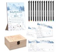 Thyle Lot de 134 boîtes à stylos « Baby It's Cold Outside Woodland » pour fête prénatale, conseils pour les nouveaux parents avec panneau de conseils, 120 cartes, 12 stylos de couleur pour fête de