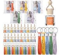 Thyle Lot de 30 flacons diffuseurs de désodorisants à suspendre pour voiture - Cadeau de reconnaissance des employés en vrac avec porte-clés inspirant et carte de remerciement - Bouteille vide de