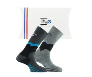 Thyo - Coffret rando de chaussettes Double en fils recyclés et laine - couleur - Gris - Pointure - 41-42