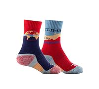 Thyo - Lot de 2 paires de chaussettes rando en coton pour enfant - couleur - Rouge marine - Pointure - 33-35
