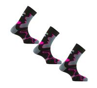 Thyo - Lot de 3 paires de mi chaussettes Double-Trek pour randonnée - couleur - Noir rose - Pointure - 35-36