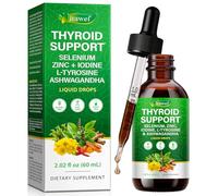 Thyroid Support Gouttes liquides 60 ml - Sélénium, zinc, iode, L-tyrosine et Ashwagandha pour l'équilibre hormonal, le métabolisme et la santé thyroïdienne
