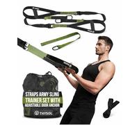 THYSOL Sangles de Suspension Army Sling - Suspension Trainer et Sangle de Suspension Musculation avec Ancrage de Porte Reglable, Elastique Musculation Homme pour Fitness a Domicile