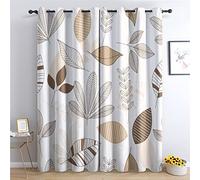 THYUNQ Rideau Occultant, Motif Feuille - Rideaux Thermiques Imprimé pour Salon Chambre Fenetre, Lot de 2 Rideaux et Draperies Intérieurs à Oeillets, 110x215 cm (L x H)