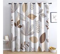 THYUNQ Rideau Occultant, Motif Feuille - Rideaux Thermiques Imprimé pour Salon Chambre Fenetre, Lot de 2 Rideaux et Draperies Intérieurs à Oeillets, 140x200 cm (L x H)