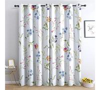 THYUNQ Rideau Occultant, Motif Fleuri - Rideaux Thermiques Imprimé pour Salon Chambre Fenetre, Lot de 2 Rideaux et Draperies Intérieurs à Oeillets, 140x160 cm (L x H)