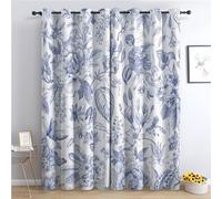 THYUNQ Rideau Occultant, Motif Fleuri - Rideaux Thermiques Imprimé pour Salon Chambre Fenetre, Lot de 2 Rideaux et Draperies Intérieurs à Oeillets, 140x220 cm (L x H)