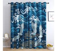 THYUNQ Rideau Occultant, Motif Japon - Rideaux Thermiques Imprimé pour Salon Chambre Fenetre, Lot de 2 Rideaux et Draperies Intérieurs à Oeillets, 140x240 cm (L x H)