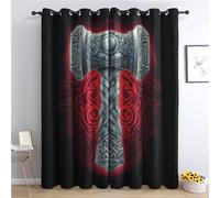 THYUNQ Rideau Occultant, Motif Viking - Rideaux Thermiques Imprimé pour Salon Chambre Fenetre, Lot de 2 Rideaux et Draperies Intérieurs à Oeillets, 117x137 cm (L x H)