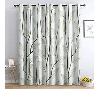 THYUNQ Rideaux Feuille Verte - Rideau Occultant Thermiques Imprimé pour Salon Chambre Fenetre, Lot de 2 Rideaux et Draperies Intérieurs à Oeillets, 140x240 cm (L x H)