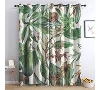 THYUNQ Rideaux Feuilles Tropicales - Rideau Occultant Thermiques Imprimé pour Salon Chambre Fenetre, Lot de 2 Rideaux et Draperies Intérieurs à Oeillets, 75x166 cm (L x H)