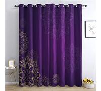 THYUNQ Rideaux Violet - Rideau Occultant Thermiques Imprimé pour Salon Chambre Fenetre, Lot de 2 Rideaux et Draperies Intérieurs à Oeillets, 75x166 cm (L x H)