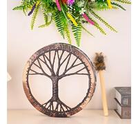 THYXGS Tambour Chamanique Artisanal, 25 Cm, Imitation Peau De Mouton, Style Sibérien, Tambour sur Cadre avec Baguettes, Cadeau Musical, Son Et Artisanat Authentiques