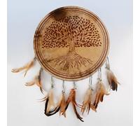 THYXGS Tambour Chamanique en Peau De Chèvre (40/45/50 Cm), Tambour Artisanal avec Pendentif en Plume, Son Authentique Et Artisanat Raffiné, Idéal pour Un Cadeau Musical