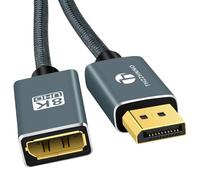 Thzzhnno Câble Extension DisplayPort 1,5M, Câble Mâle vers Femelle 1.4 DisplayPort 8K@60Hz, 4K@120Hz pour Gaming Monitor, Graphics, PC