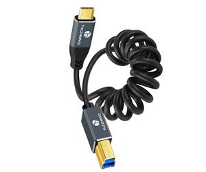 Thzzhnno Câble Spiralé 3.0 D'imprimante USB B vers USB C, Câble Spiralé USB Type C vers Type B pour Station D'accueil Scanner de Disques durs Externes(95MM étendu à 1M)