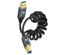 Thzzhnno Câble Spiralé 3.0 D'imprimante USB vers USB B, Câble Spiralé Type A vers Type B 5Gbps pour Station D'accueil, Disques durs Externes, Scanner, Imprimante (95MM étendu à 1M)