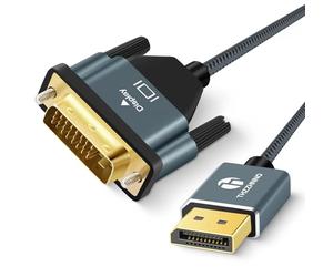 Thzzhnno Displayport vers DVI Câble 0,5M, Plaqué or Displayport vers DVI-D,Nylon Tressé Adaptateur Mâle vers Mâle 1080P@60Hz Ligne de Tête Compatible Ordinateur,Bureau, PC, Moniteur, Projecteur