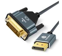 Thzzhnno Displayport vers DVI Câble 2M, Plaqué or Displayport vers DVI-D,Nylon Tressé Adaptateur Mâle vers Mâle 1080P@60Hz Ligne de Tête Compatible Ordinateur,Bureau, PC, Moniteur, Projecteur