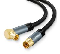 Thzzhnno TV Antenne Droite Angle RG6 Coaxiaux Câble 1M, Plaqué or 90 Degrés Angle Droite Mâle vers Femelle Connecteur, Câble Coaxiaux pour HDTV, CATV, DVB- T2 /C/S, Modem Câble, Récepteur Satellite