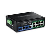 TRENDnet Commutateur industriel Gigabit 400 W PoE++ DIN-Rail 10 ports TI-BG108, 8 ports Gigabit PoE++, 2 ports Gigabit partagés (RJ-45/SFP), 20 Gbps, 400 W, protection à vie