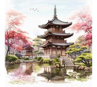 ti-flair Lot de 20 serviettes en papier - 33 x 33 cm - 3 couches - De qualité supérieure et durables - Jetables - Pour mariage et dîner, restauration, quotidien - Temple et jardin japonais