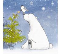 ti-flair Lot de 20 serviettes en papier - 33 x 33 cm - Motif ours polaire et pingouin - Qualité supérieure et durable - Serviettes d'hiver jetables 3 couches - Pour l'hiver et Noël - Gastronomie