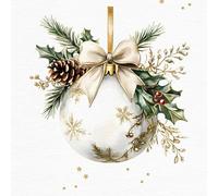 ti-flair Lot de 20 serviettes en papier avec motif Boule de Noël Blanche 33 x 33 cm Convient également pour le découpage et la technique des serviettes