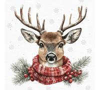 ti-flair Lot de 20 serviettes en papier avec motif cerf - Avec écharpe d'hiver - Idéales pour le découpage et la technique des serviettes - 33 x 33 cm