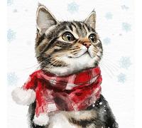 ti-flair Lot de 20 serviettes en papier motif chat avec écharpe d'hiver pour décoration de table Convient également pour le découpage et la technique des serviettes 33 x 33 cm