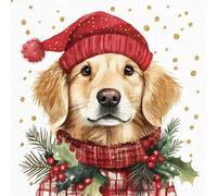 ti-flair Lot de 20 serviettes en papier motif chien avec tenue d'hiver - Idéales pour le découpage et la technique des serviettes - 33 x 33 cm