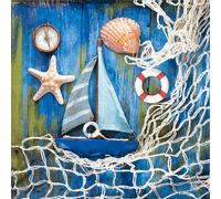 ti-flair Serviettes en papier 33x33cm 3 épaisseurs 20 pièces maritime - haute qualité et durable - serviettes jetables à motif serviettes d'anniversaire - serviettes en papier voilier pour mariage ann