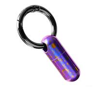 Ti Porte-pilulier en alliage étanche et portable pour camping, randonnée, voyage, 53 mm x 14 mm, avec porte-clés, léger et pour sports de plein air et voyages d'affaires (violet)