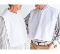 Ti TIN | Lot de 3 Bavoirs Adulte, 50x60 cm | 90% Coton - 10% Polyester - Boucle, Ruban de Fermeture - sans Plastique - Couleur Unie (Blanc) - 320gr/m²