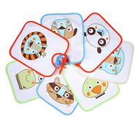 Ti TIN, Lot de 7 Bavoirs Éponge Imprimé Imperméable, 23x26cm | 73% Coton - 27% Polyester - Bavoir Bébé 6 à 12 mois - Boucle Ruban de Fermeture - Doublure Vinyle - Motif Animaux - Multicolore - 140g/m²