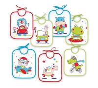 Ti TIN Bavoirs Bébé Imperméables x7 - Doux, Absorbants, Liens Ajustables - Motifs Animaux - Idéal pour la crèches, Lavables en Machine, Pour les bébés de 0 à 6 mois