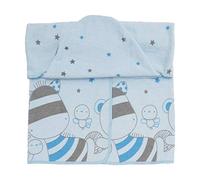 Ti TIN | Cape de Bain pour Bébé, 100x100 cm | Serviette de Bain Douce, Confortable, Absorbante - 100% Coton - Tissu Éponge - Motif Animaux - Couleur Bleu - 340g/m²